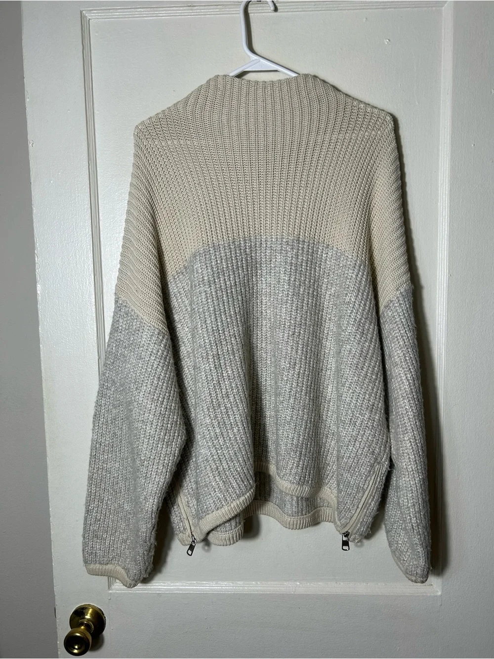 Varley darwell mockneck sweater true knit mirage zipper details womens L cotton